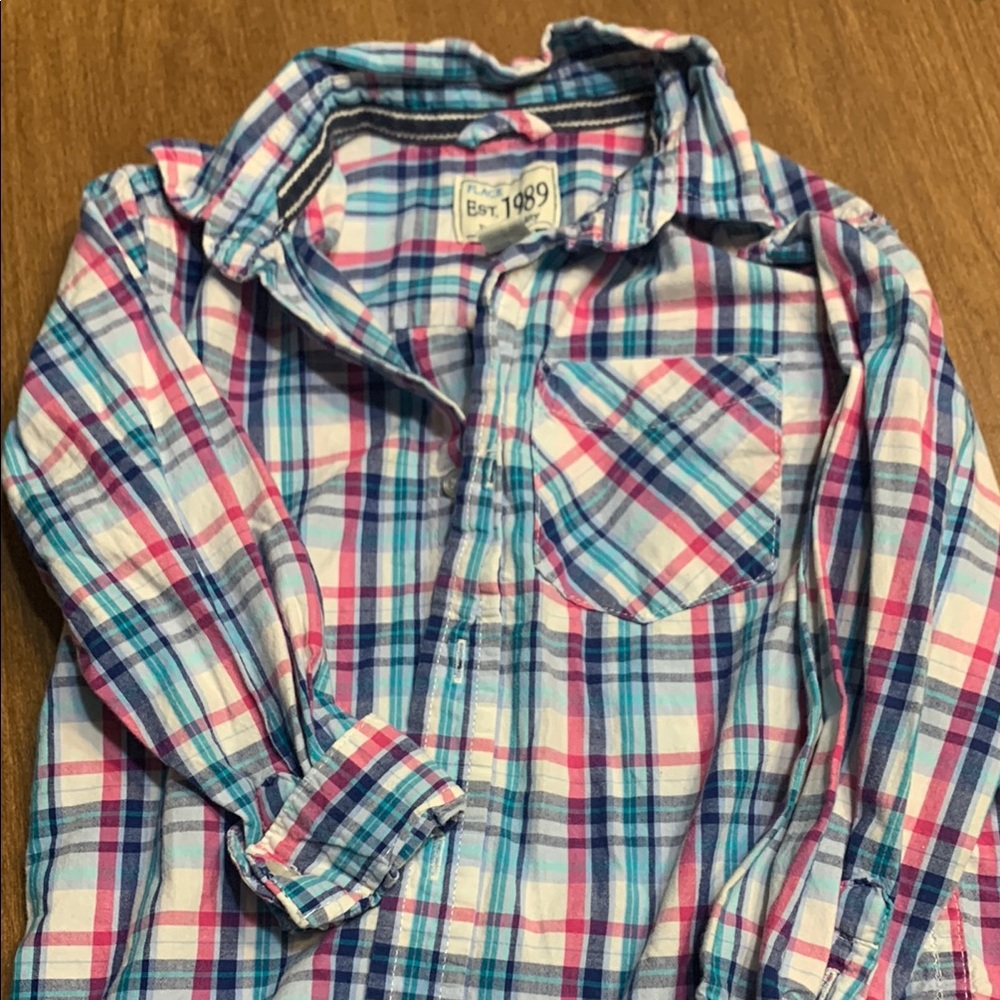 Place Plaid Button Down Shirt - Blue and Pink. New